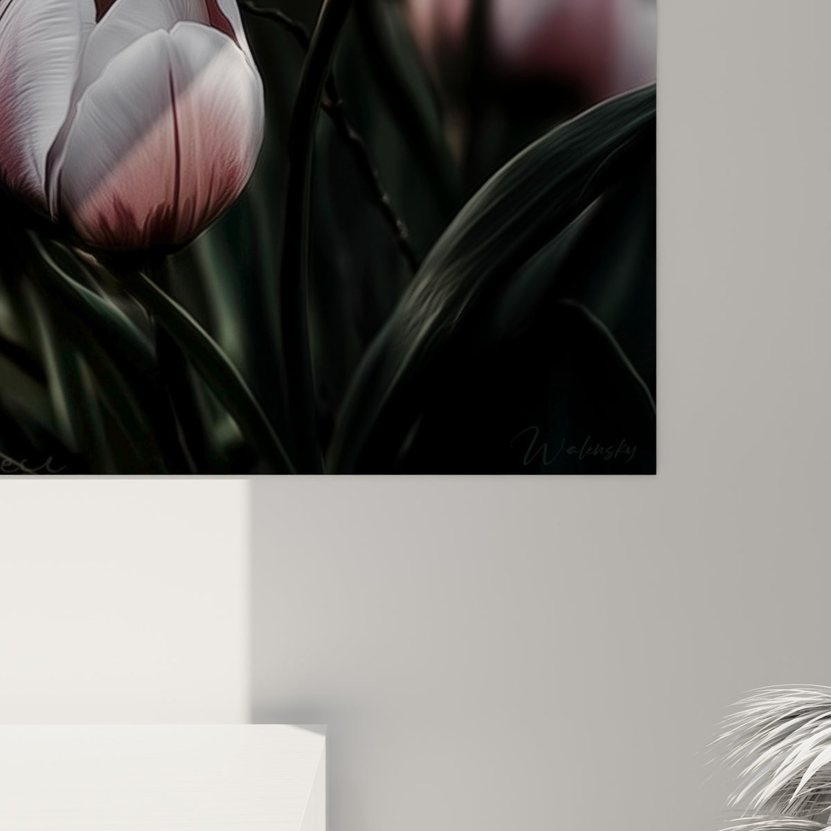 Pétales nervurés en rose et blanc laissant voir la texture délicate de l'impression florale