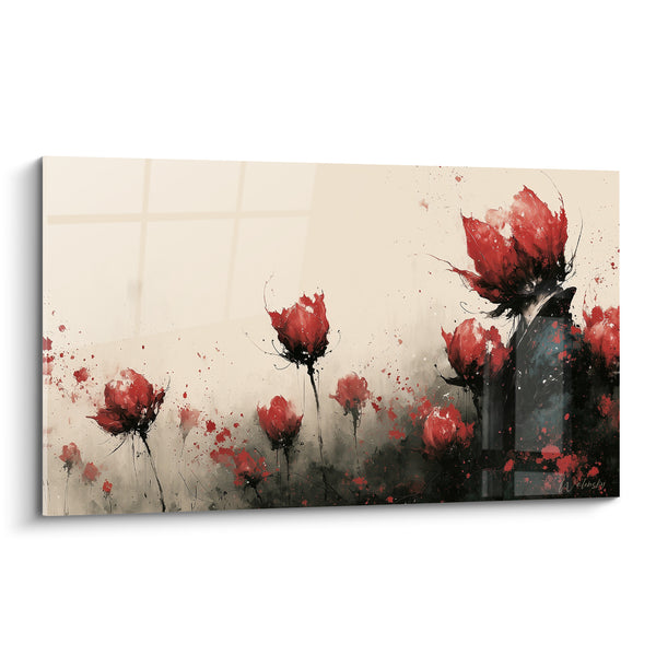 Tableau Tulipes rouges éclaboussures noires champ - Tempête florale - Edition Tulipe