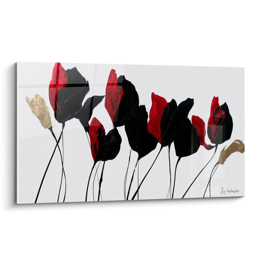 Tableau Tulipes rouges et noires sur tiges fines - Danse florale - Edition Tulipe