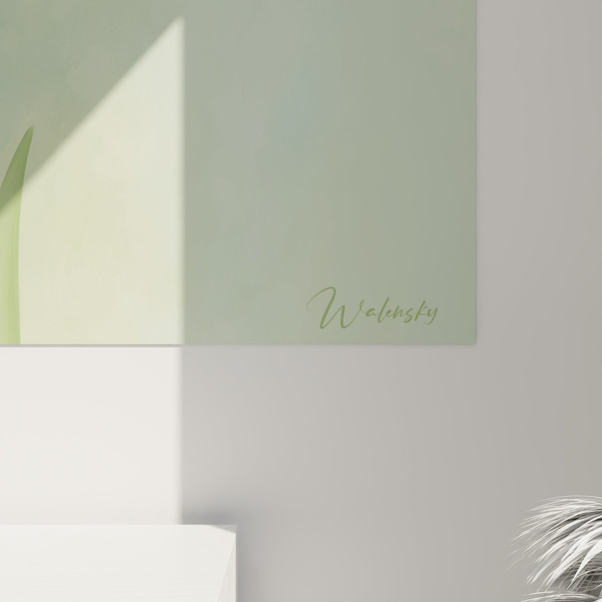 Détail des pétales orangés et de la texture picturale de la Tulipe, empâtements et nuances de vert visibles de près