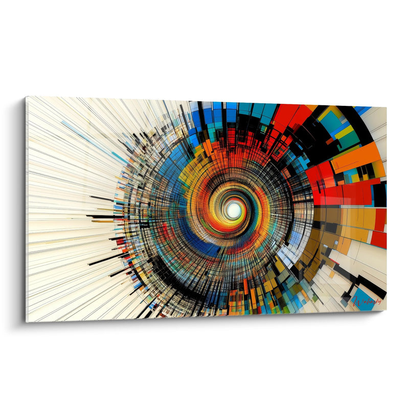 Tableau tunnel digital coloré - Convergence technologique - édition spirale abstrait