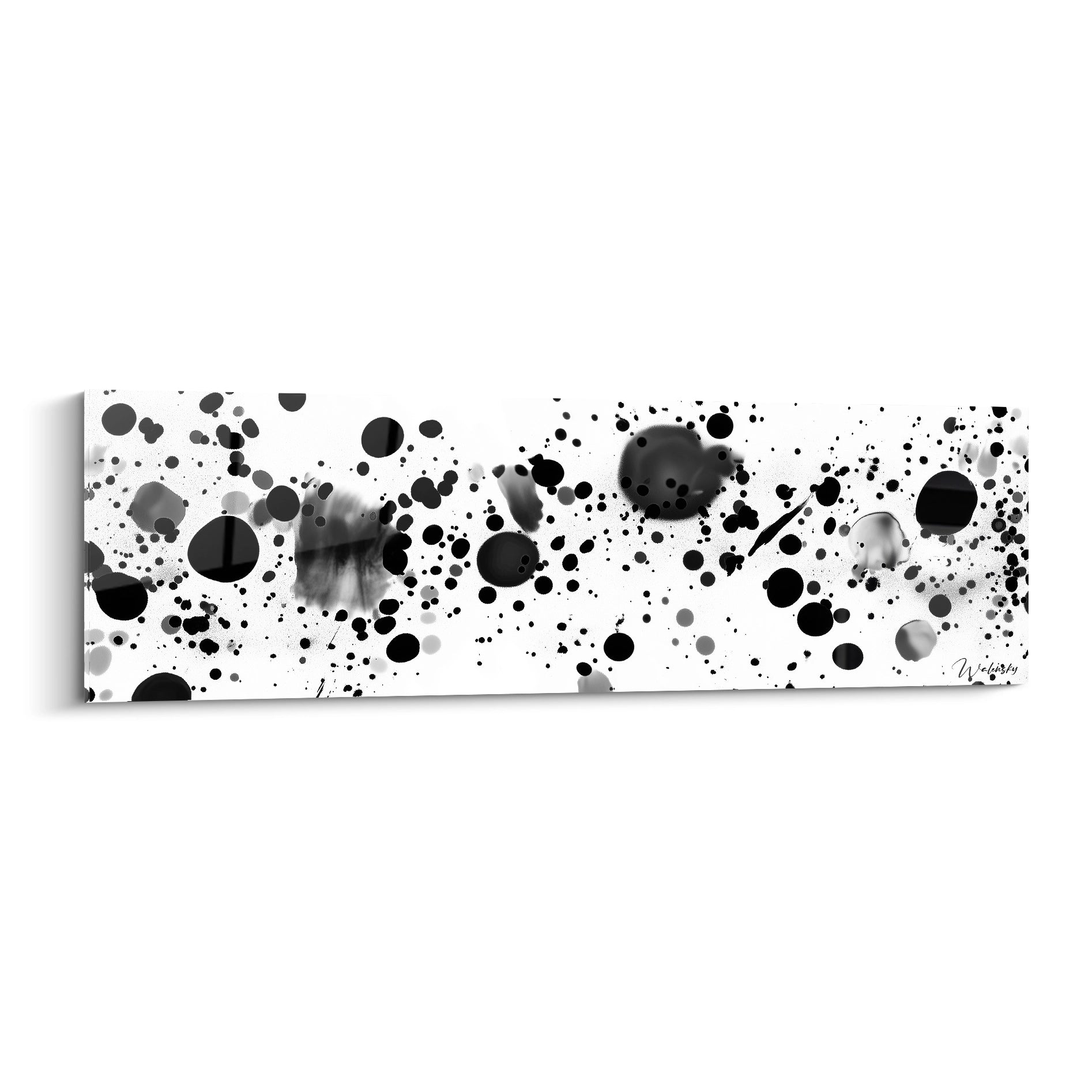 Tableau tacheté noir et blanc de Walensky avec des éclaboussures artistiques créatives