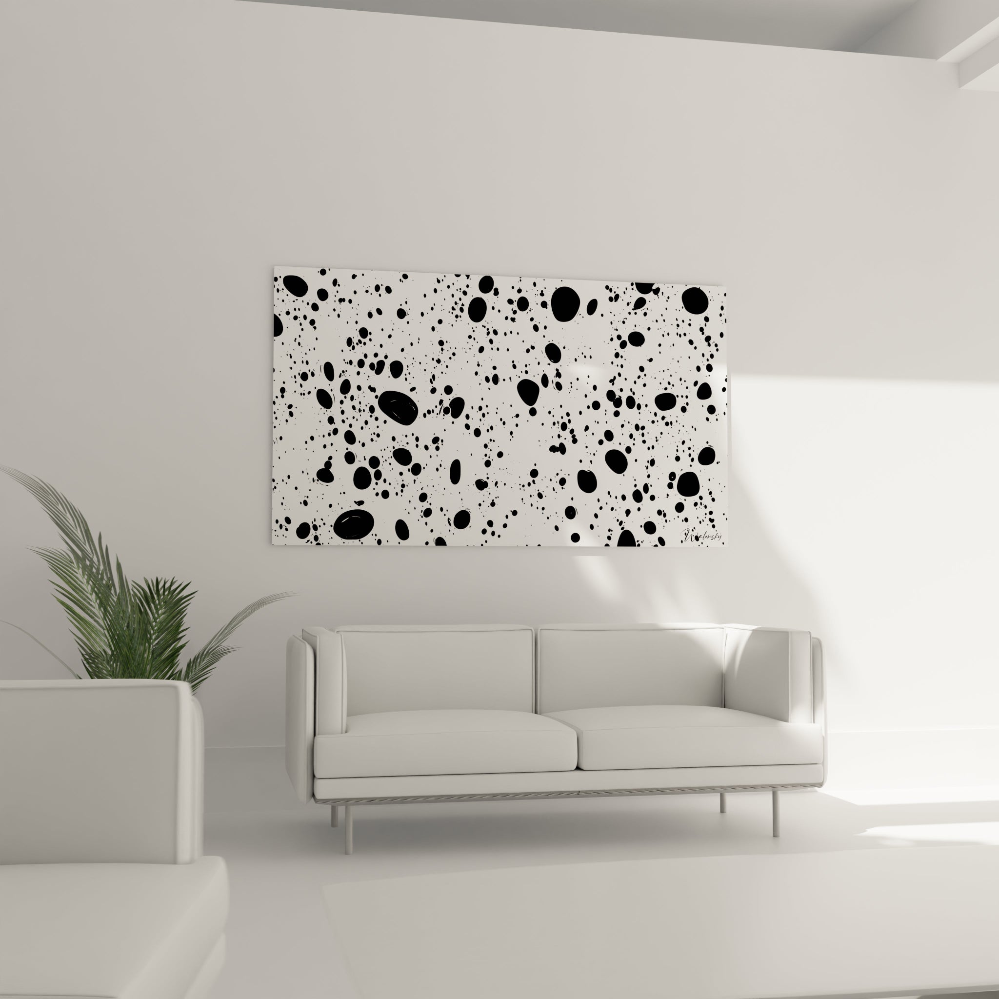 Tableau Univers Éclaboussé - édition tacheté noir et blanc