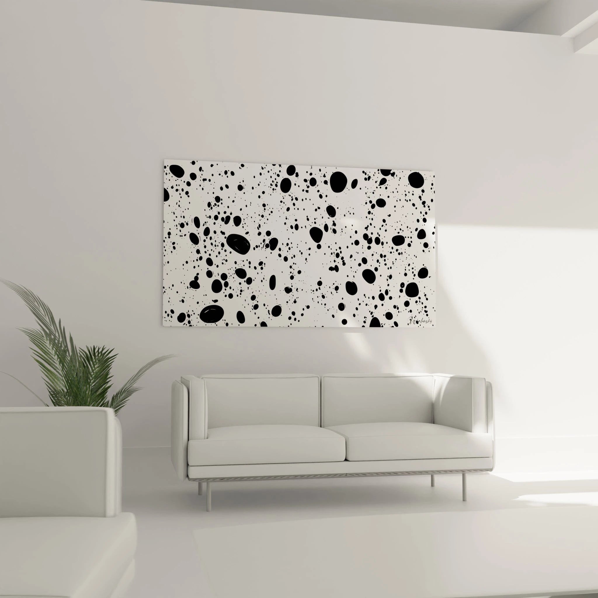 Tableau Univers Éclaboussé - édition tacheté noir et blanc - Walensky