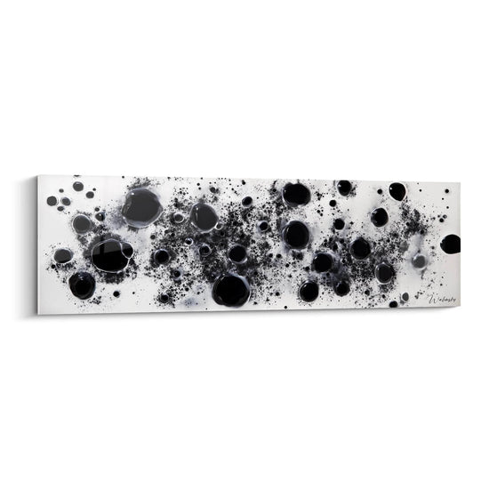Tableau tacheté noir et blanc de Walensky avec des motifs modernes et abstraits, idéal pour la décoration intérieure