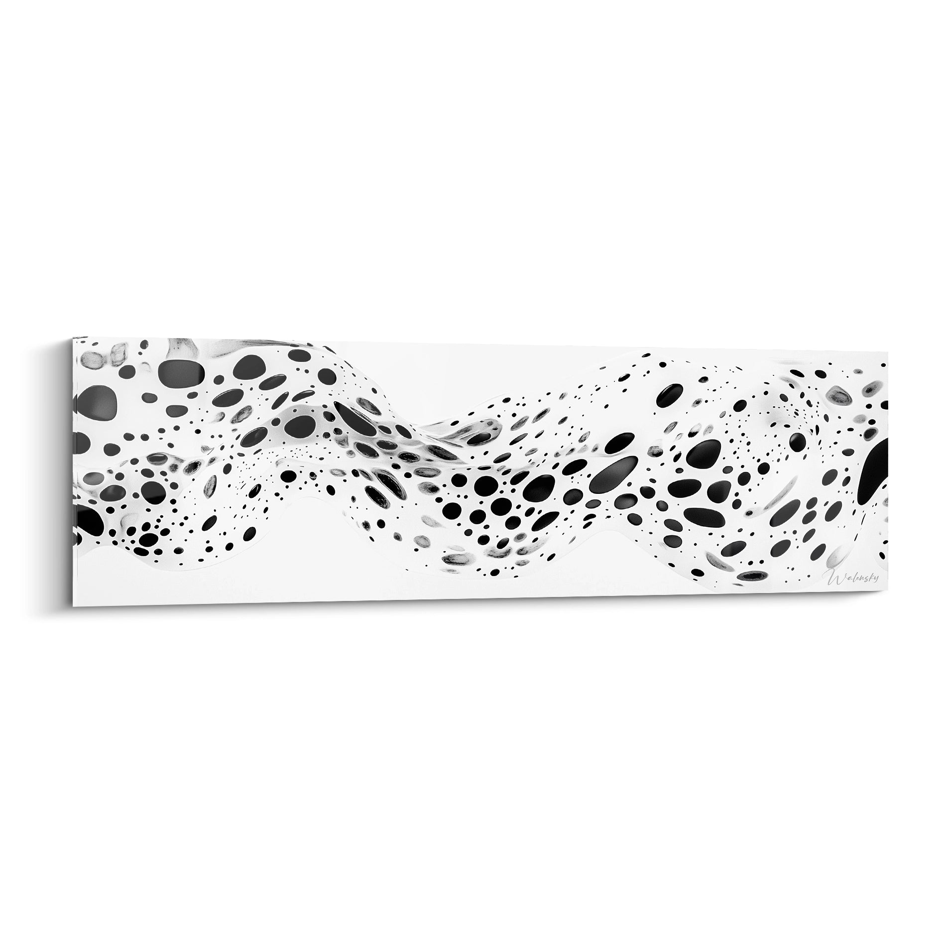 Tableau tacheté noir et blanc de Walensky avec un design abstrait ondulé et moderne