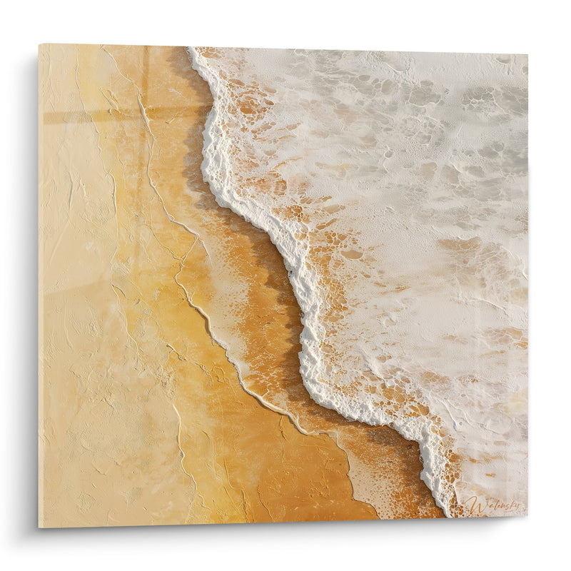 Golden Wave Kunstwerk auf kristallklarem Strand - Ozeanische Serenität - Feng shui Centre Terre Edition