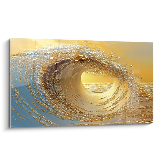 Tableau vague dorée tunnel - Spiral Wave Doré - édition spirale abstrait