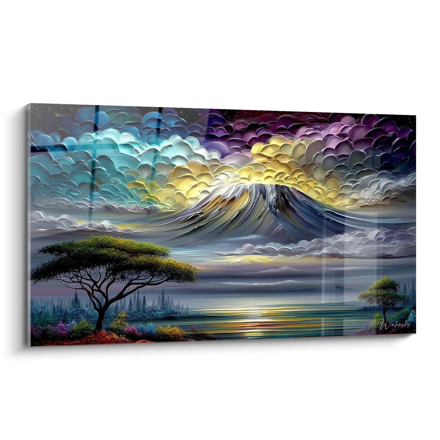 Tableau Vague Géante et Arbre Africain - Tempête Colorée - édition Montagne