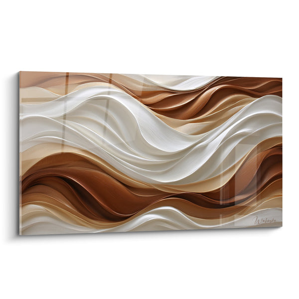 Quadro flussi ondeggianti beige e ramati - Onde armoniose - Edizione Feng Shui Centro Terra