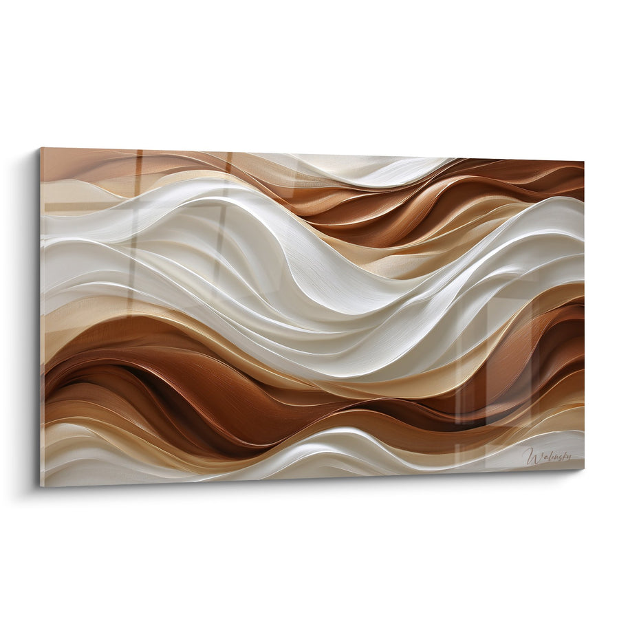 Tableau flots ondulants beiges et cuivrés - Vagues harmonieuses - Edition Feng shui Centre Terre
