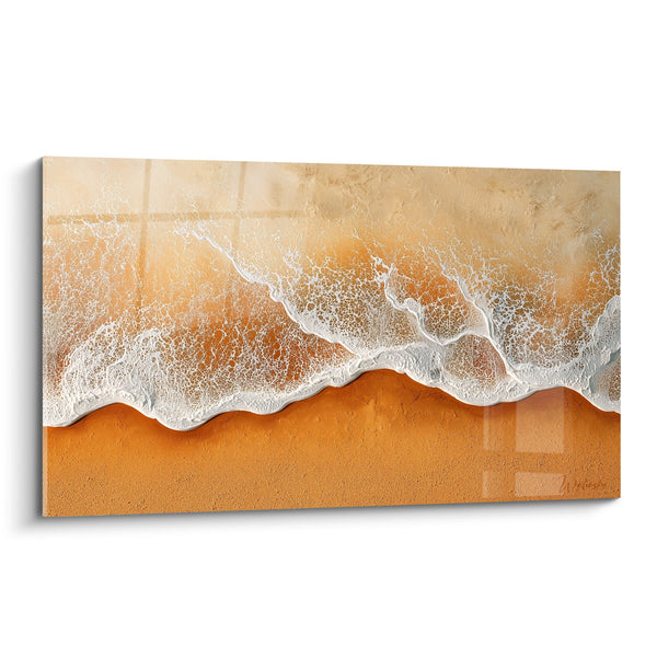Cuadro Olas Doradas en Playa - Serenidad Costera - Edición Feng Shui Centro Tierra