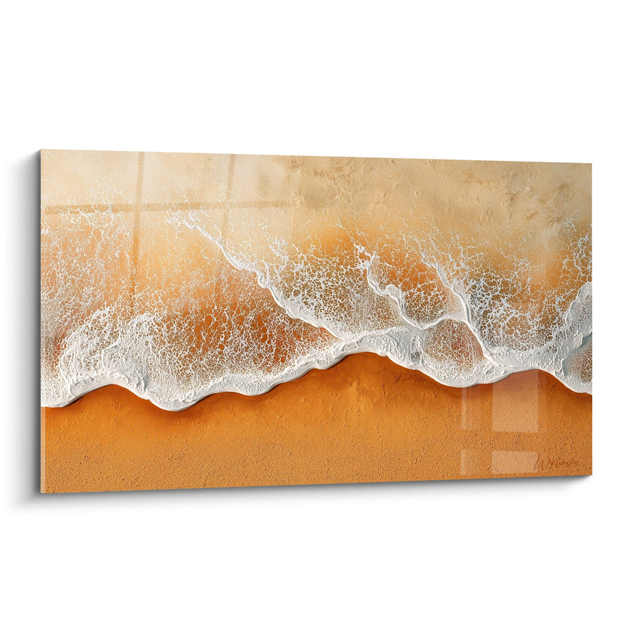 Tableau Vagues Dorées sur Plage - Sérénité Côtière - Edition Feng shui Centre Terre
