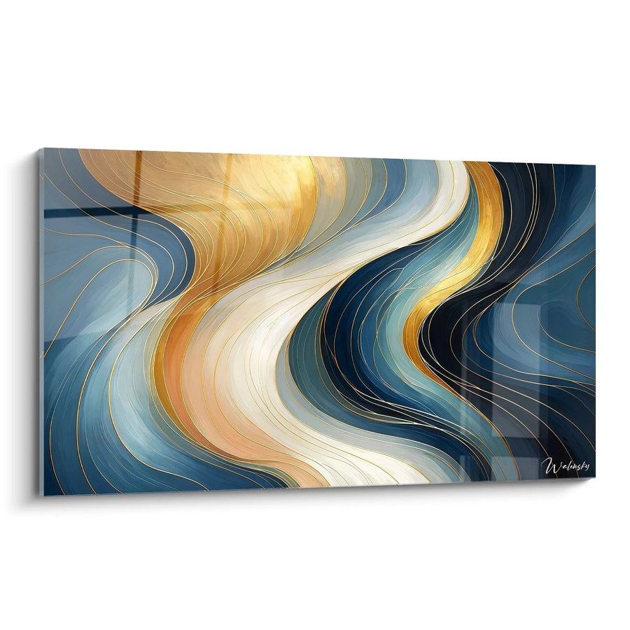 Cuadro Olas en Oro y Azul - Edición Abstracta