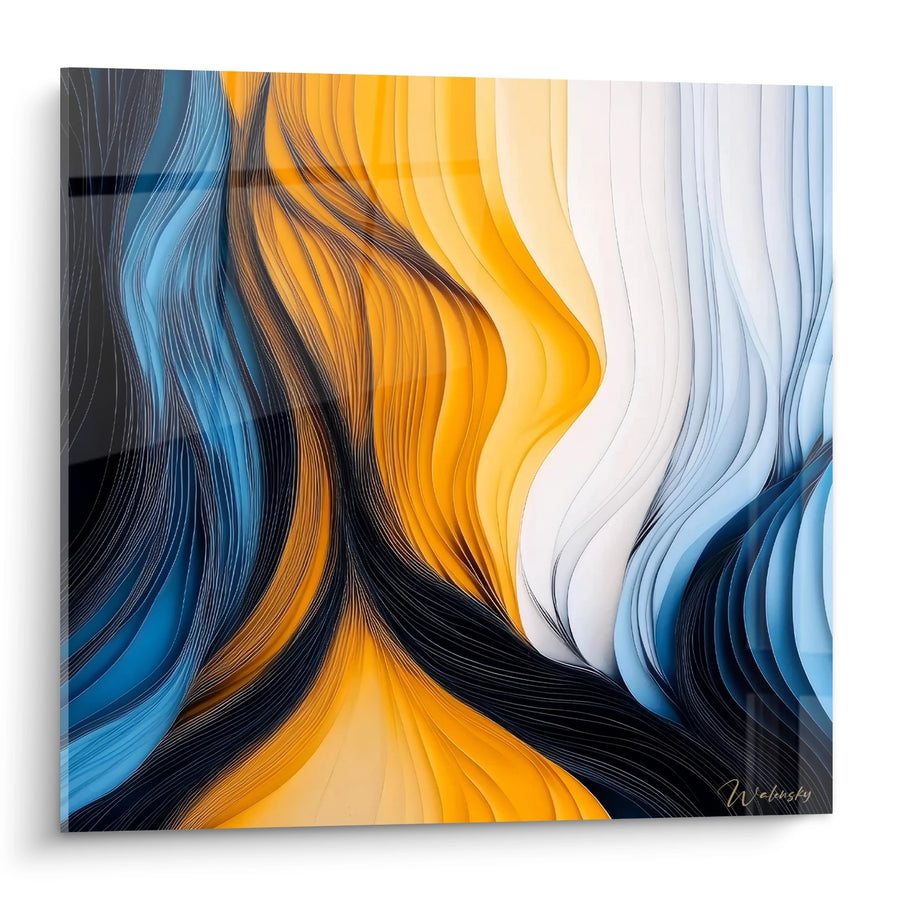 Tableau vagues fluides - Harmonie Chromatique - édition moderne abstrait