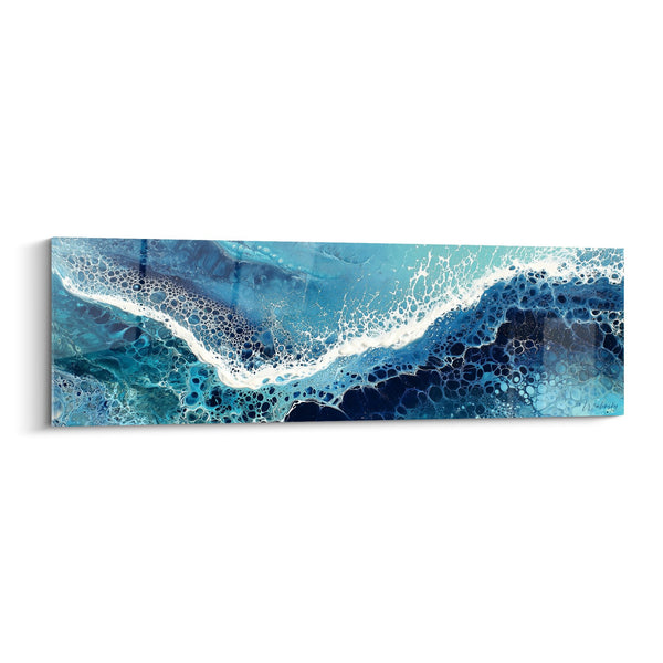 Schilderij Oceaan Golven Blauw Turquoise met Wit Schuim - Marine Vloeiendheid - Feng Shui Noord Water Editie