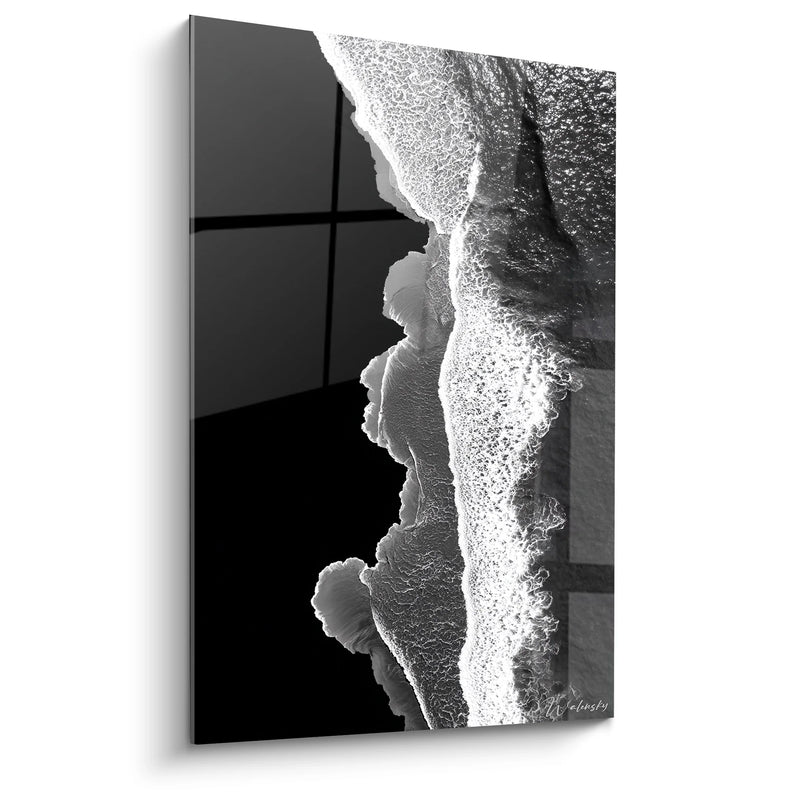 Aerial Ocean Waves Painting - Marine Movement - Black and White Landscape Edition