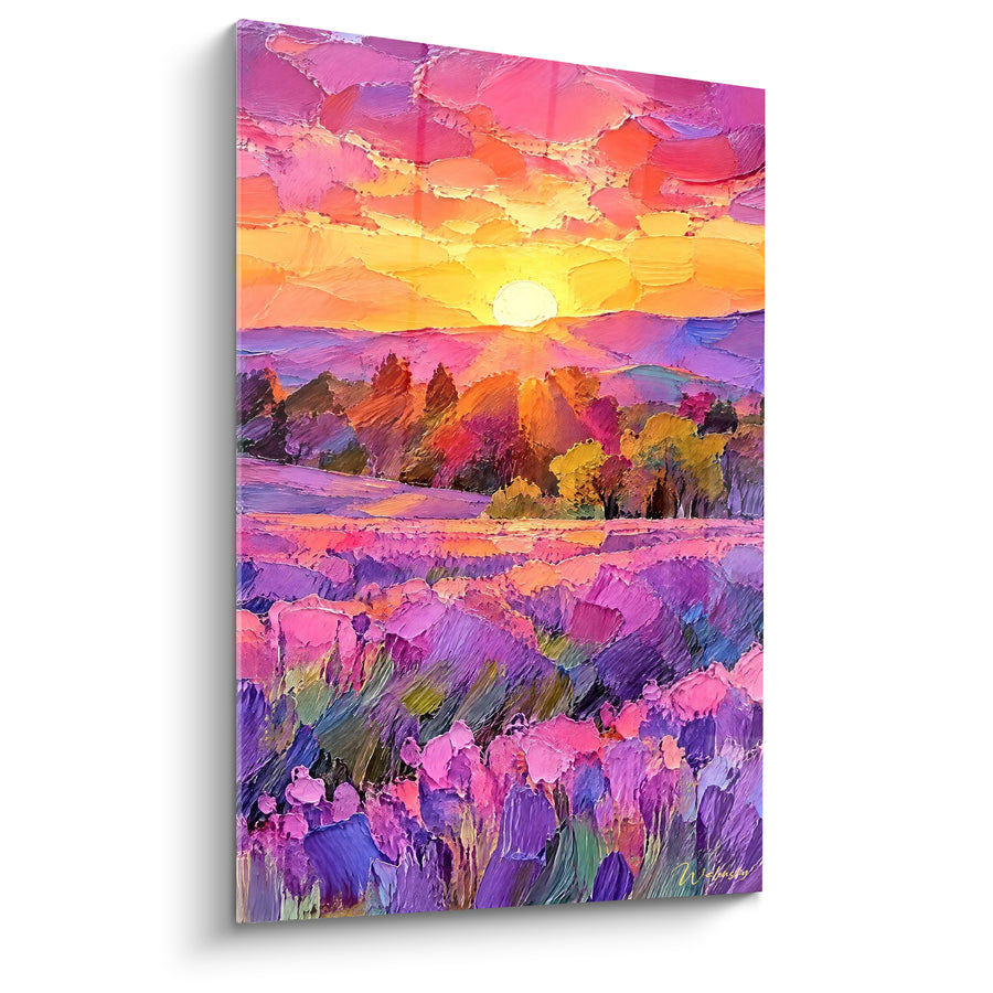 Tableau Champ de lavande violet et rose au coucher du soleil - Soir de Provence - Edition Valensole Provence-Alpes-Côte d'Azur France