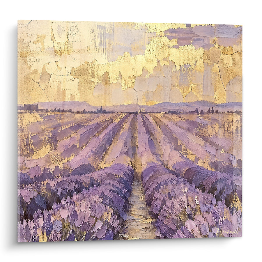 Tableau Champ de lavande doré et violet - Lumière du soir - Edition Valensole Provence-Alpes-Côte d'Azur France