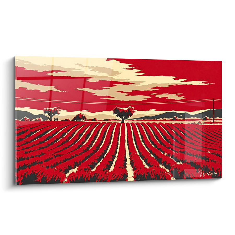Tableau Champ de lavande rouge et crème - Embrasement du plateau - Edition Valensole Provence-Alpes-Côte d'Azur France