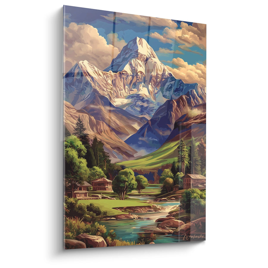 Tableau vallée alpine avec chalet - Évasion montagnarde - édition Montagne