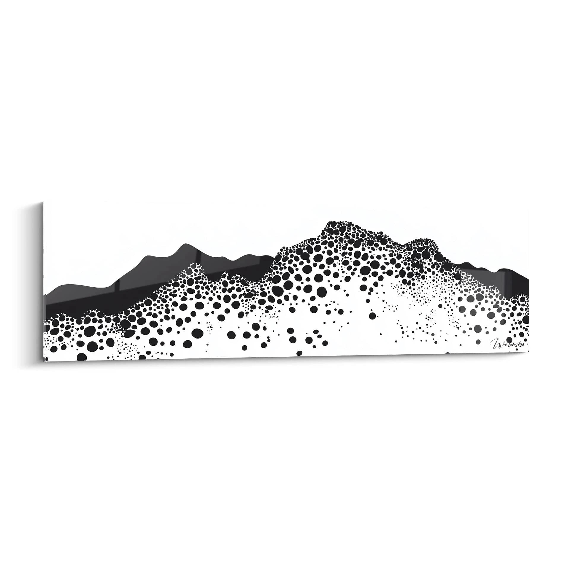 Tableau tacheté noir et blanc de Walensky avec un motif abstrait et contemporain