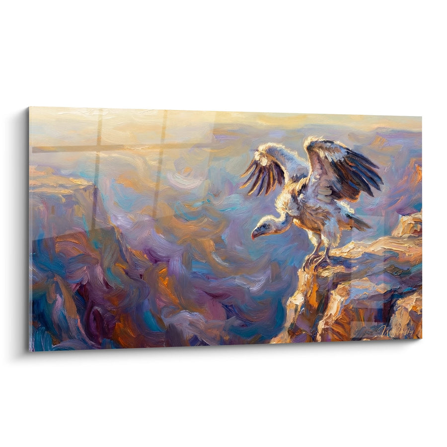 Tableau Vautour aux Ailes Déployées sur Falaise Dorée - Majesté Sauvage - Edition Vautour