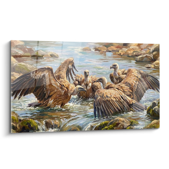 Tableau Geier mit ausgebreiteten Flügeln in den Stromschnellen - Wilde Kraft - Edition Geier