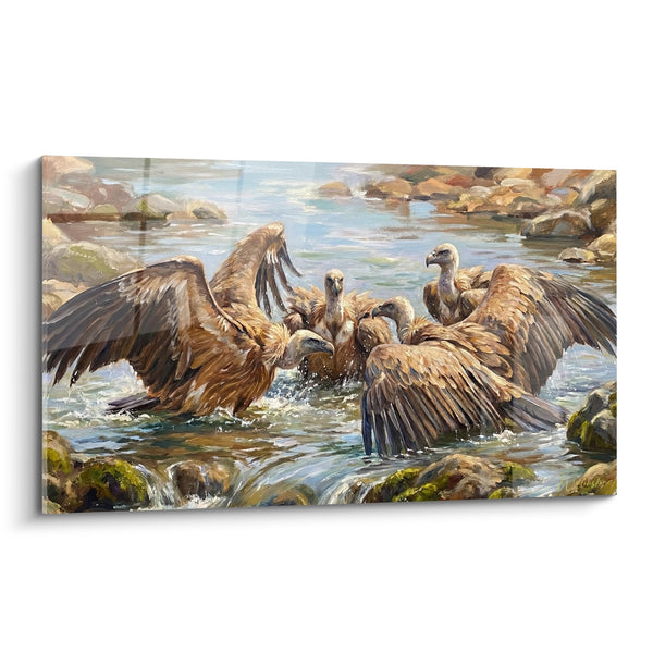 Tableau Geier mit ausgebreiteten Flügeln in den Stromschnellen - Wilde Kraft - Edition Geier