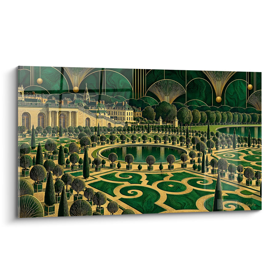 Gemälde Gärten Schloss Smaragdgrün Gold - Königliche Symmetrie - Edition Versailles Île-de-France