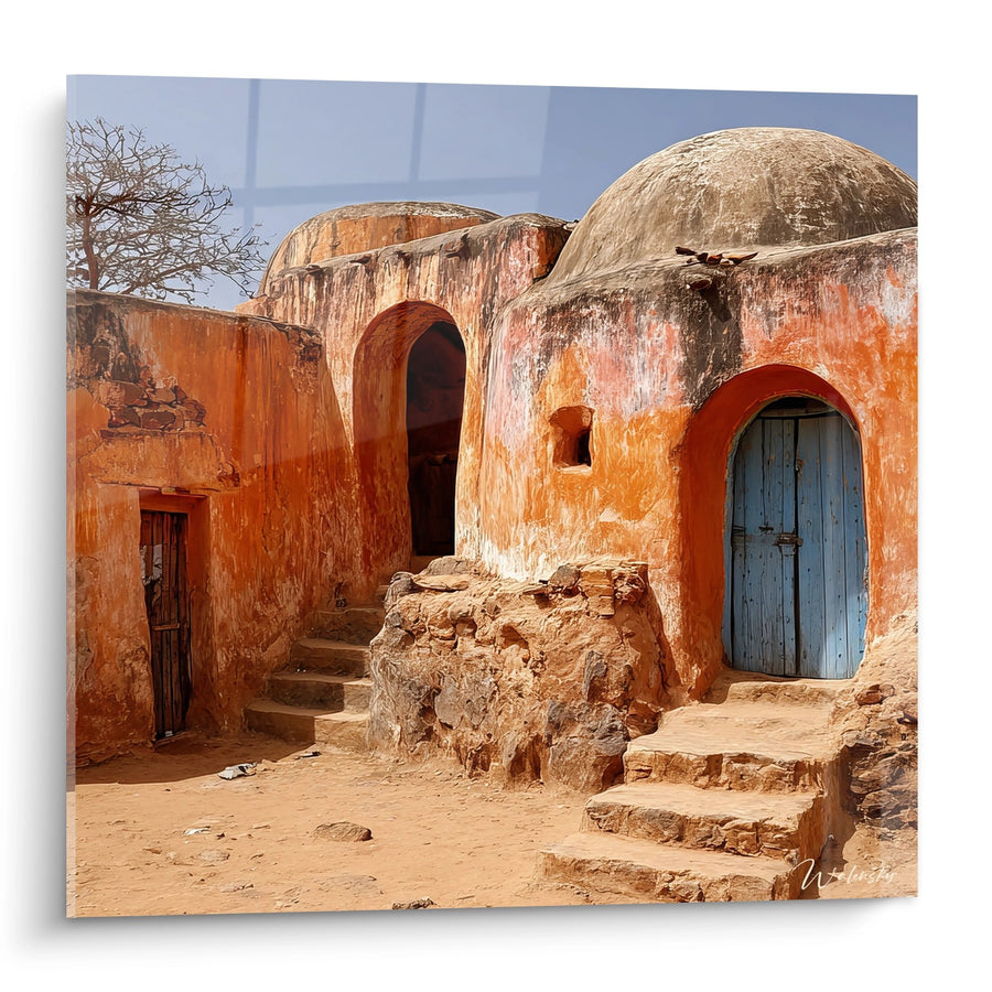 Tableau architecture traditionnelle tunisienne - Village berbère aux coupoles ocre - édition Paysages d'Afrique