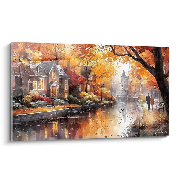 Cuadro Pueblo Orillas Coloridas - edición otoño