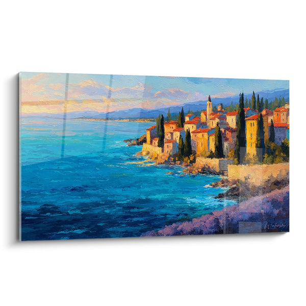 Mediterranean Coastal Village Painting - Colorful Seaside Homes - Seaside Edition