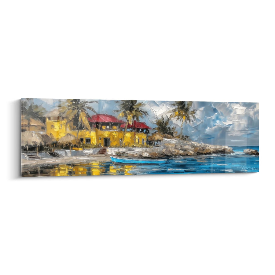 Tableau village côtier méditerranéen - Refuge tropical - édition Plage