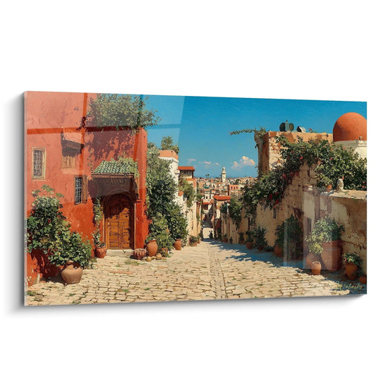 Tableau village méditerranéen tons terracotta - édition orientalisme