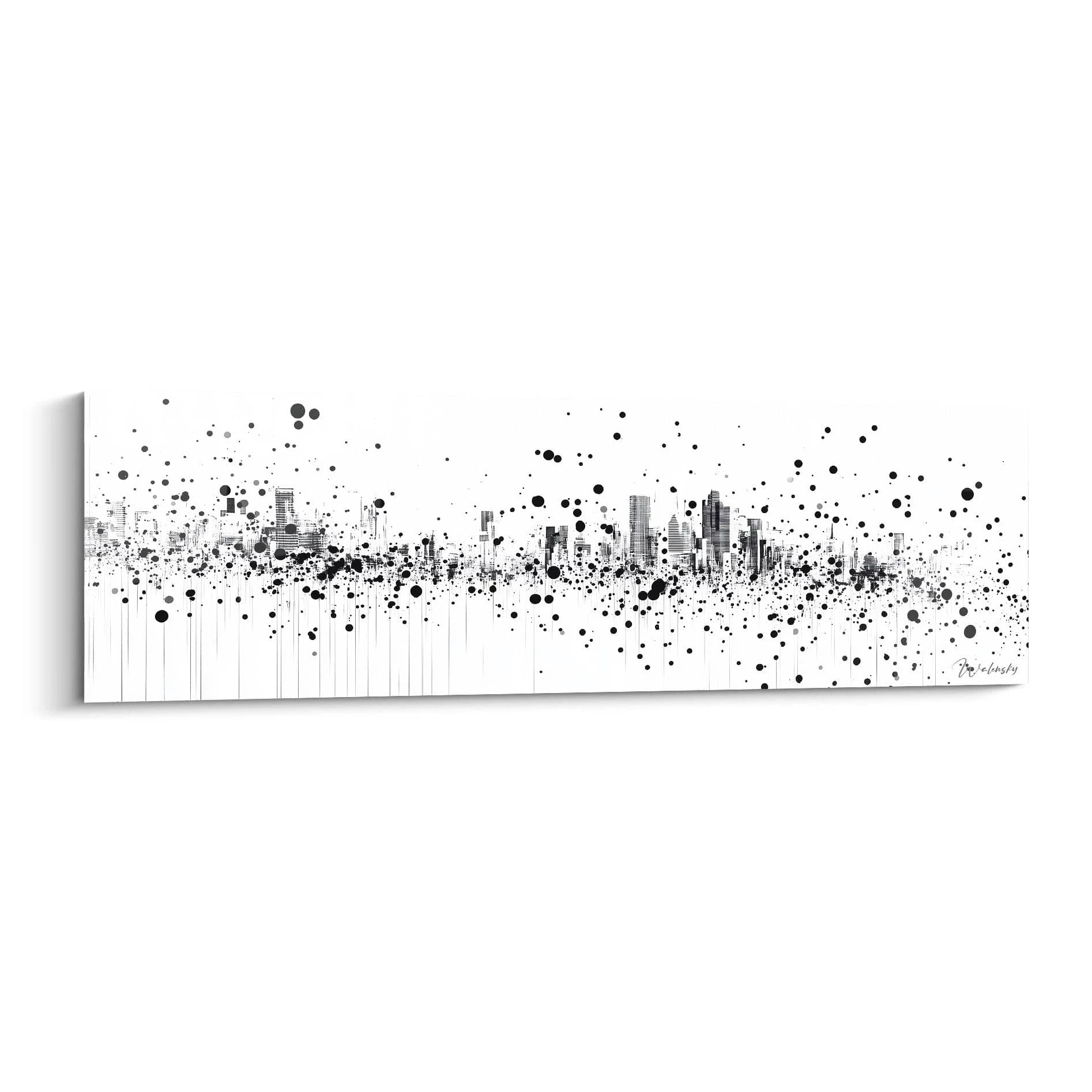 Tableau tacheté noir et blanc de la skyline moderne par Walensky pour décoration contemporaine