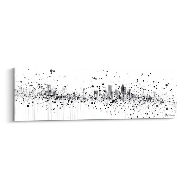 Cuadro Ciudad Desmembrada en Grafito - Edición Manchado Negro y Blanco