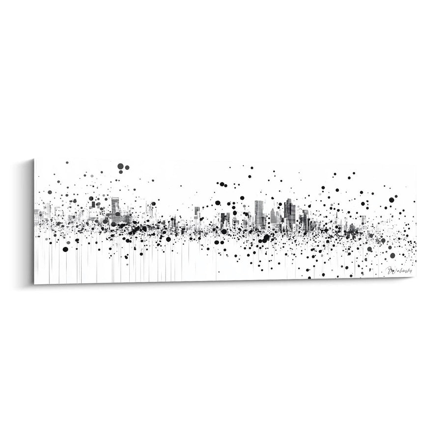 Tableau Ville Démembrée Graphite - Édition Tacheté Noir et Blanc
