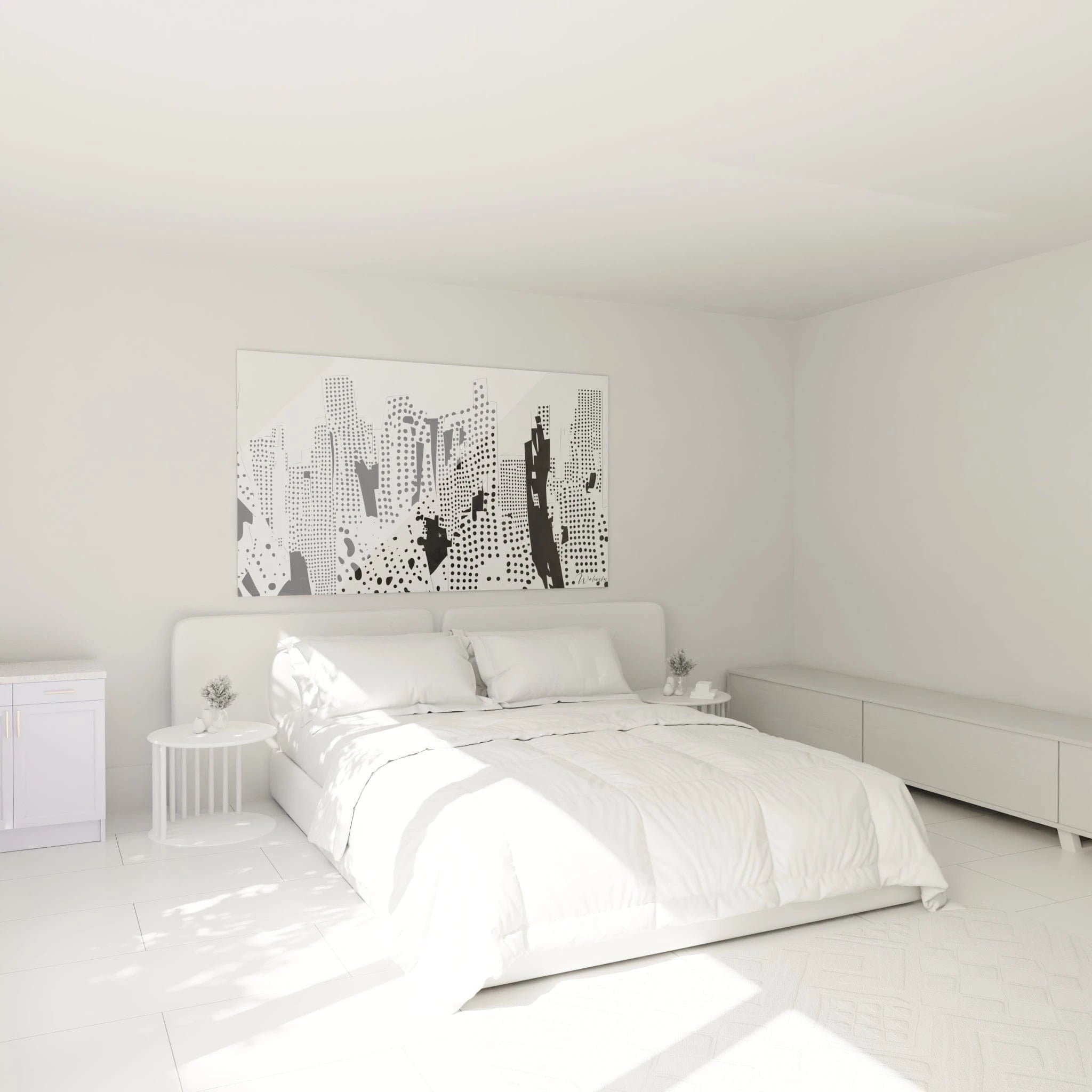 Tableau tacheté noir et blanc Walensky pour décoration moderne de chambre à coucher