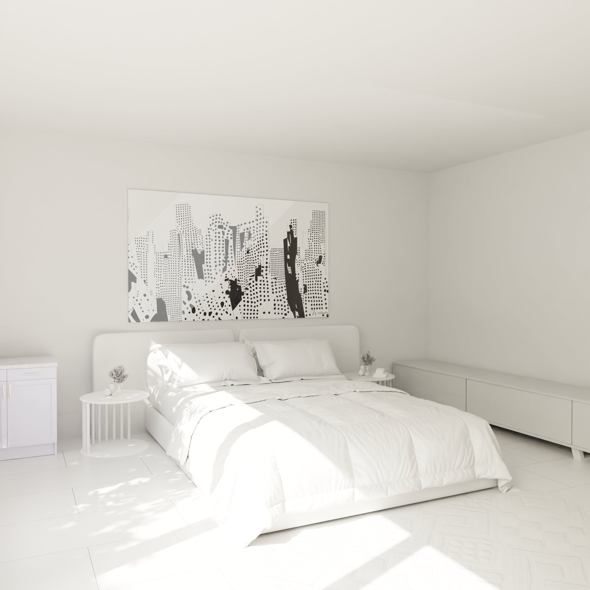 Tableau tacheté noir et blanc Walensky pour décoration moderne de chambre à coucher