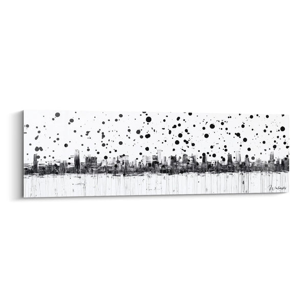 Cuadro Ciudad Llorosa Blanco - edición manchada negro y blanco