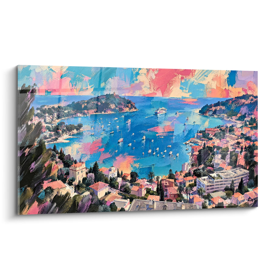 Painting Turquoise Bay and Terracotta Roofs - Coastal Escape - Villefranche-sur-Mer Edition Provence-Alpes-Côte d'Azur France