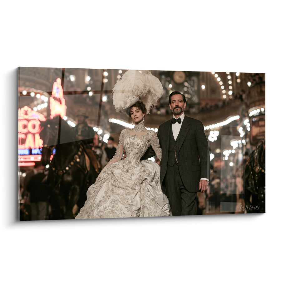 Tableau Couple élégant ivoire et noir époque belle époque - Soirée d'un autre temps - Edition Vintage
