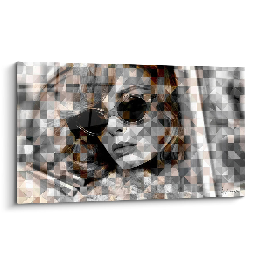 Tableau Femme aux lunettes rondes fragmentée - Fragments de mémoire - Edition Vintage