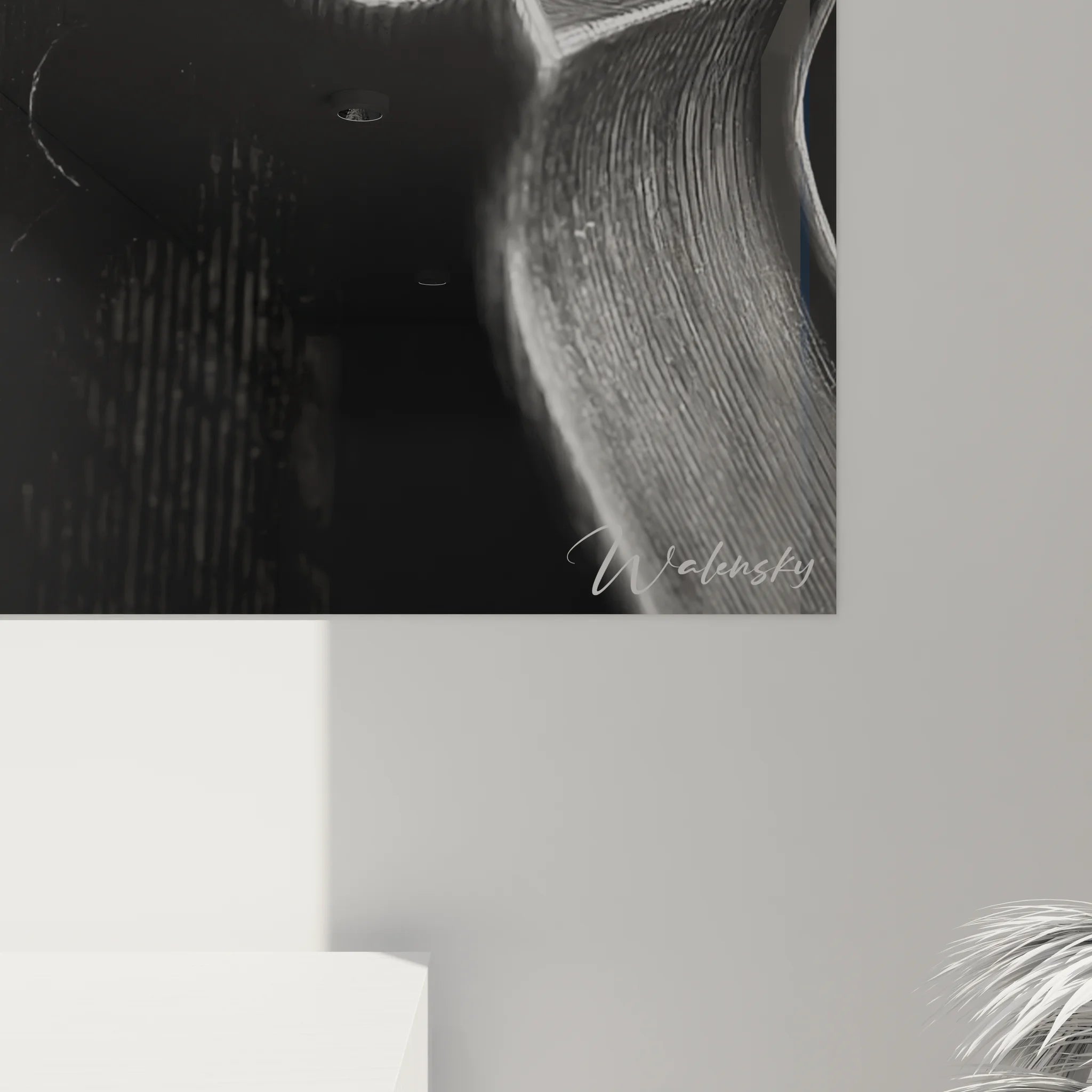 Vue d'ensemble du tableau violon noir et blanc dans intérieur contemporain élégant