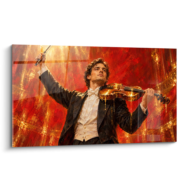 Tableau Violoniste en smoking noir et rouge - Souffle avant la note - Edition Violon