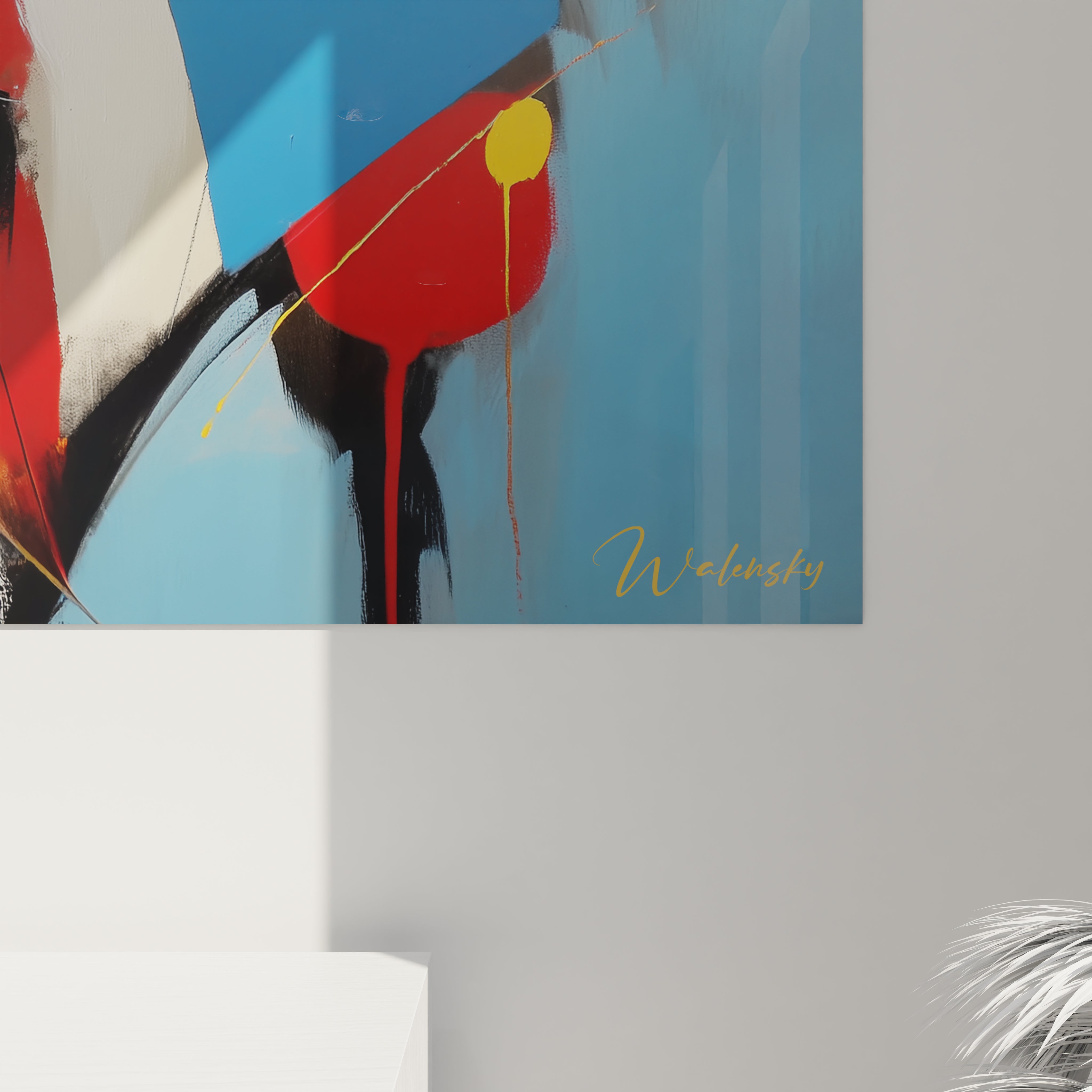 Tableau mural visage abstrait de Walensky avec des couleurs vives et des formes modernes