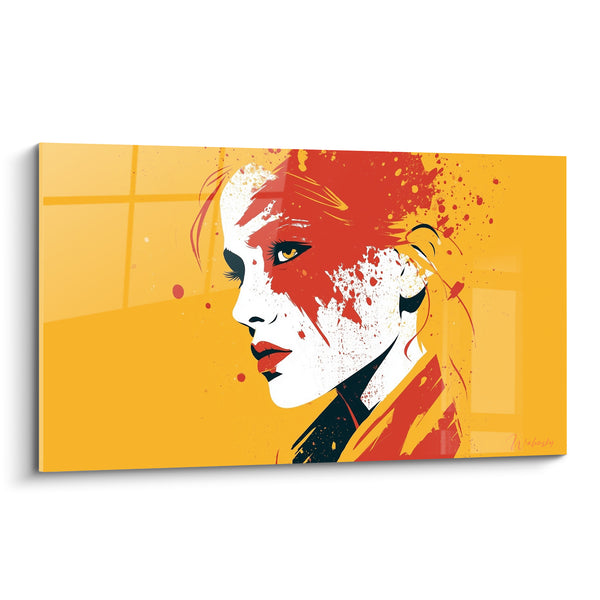 Tableau Portrait profil jaune et rouge éclaboussé - Fureur silencieuse - Edition Visage abstrait