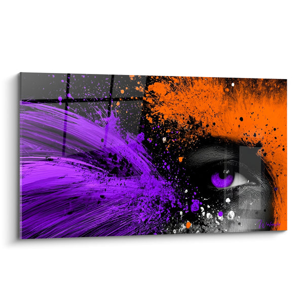 Tableau Œil violet aux éclats orange - Regard sous la tempête - Edition Visage abstrait