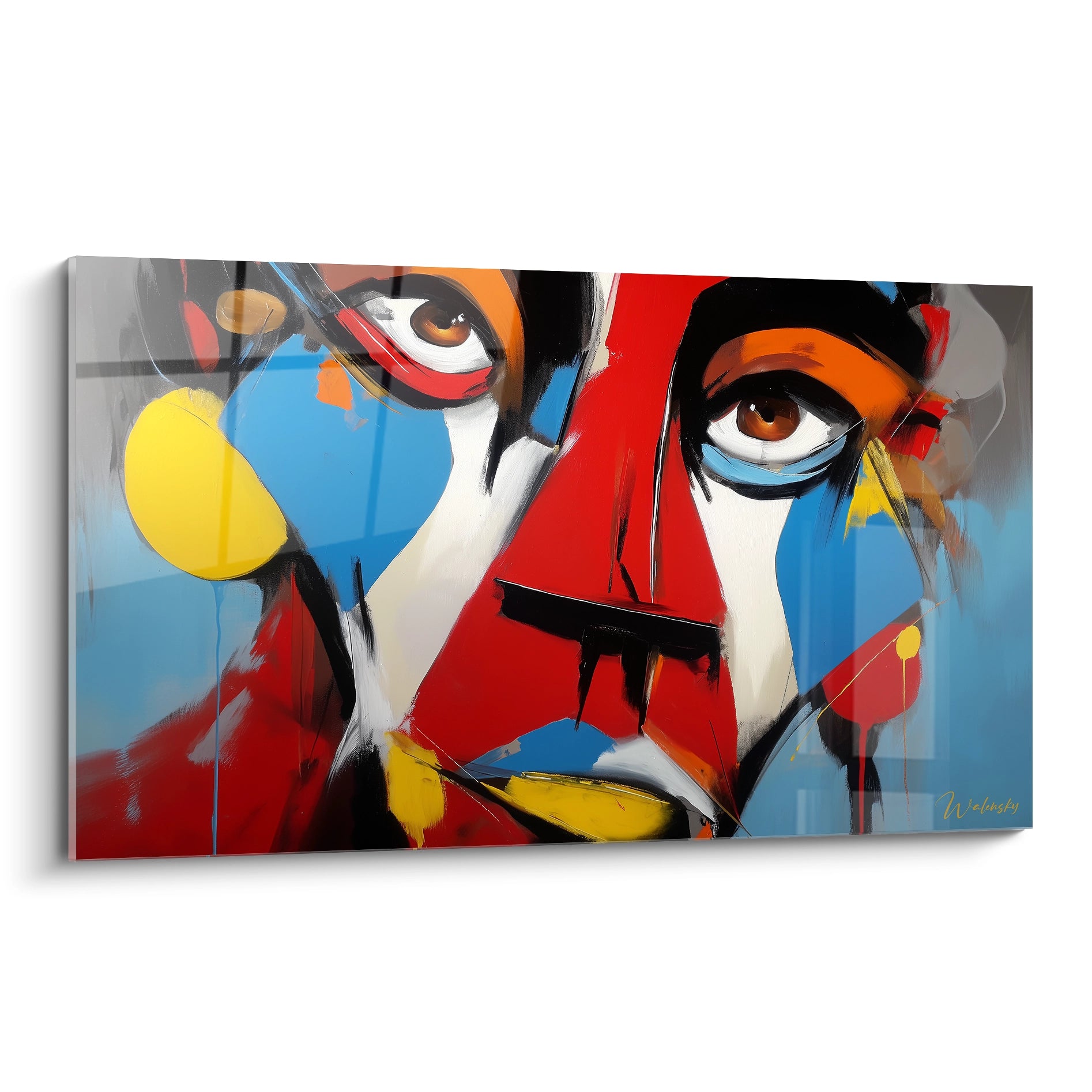 Tableau mural visage abstrait de Walensky avec des couleurs vives et des traits artistiques uniques